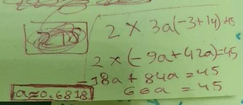 How do u solve 2x3a(-3+14)=45