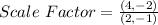 Scale\ Factor = \frac{(4,-2)}{(2,-1)}