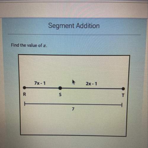 Find the value of x. segment addition