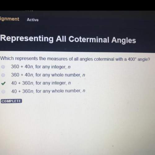 Which represents the measures of all angles coterminal with a 400 angle