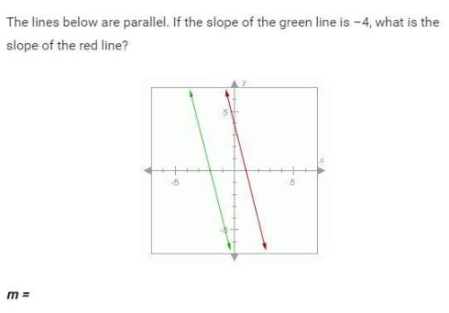The lines below are parallel. if the slope of the green line is -4, what is the slope of the red lin