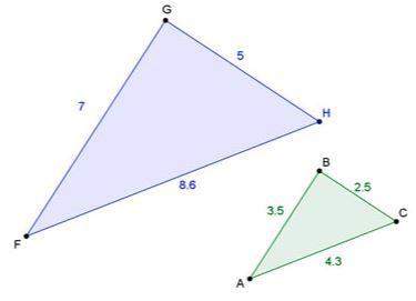triangle fgh was dilated to create triangle abc. what is the scale factor of the dilati