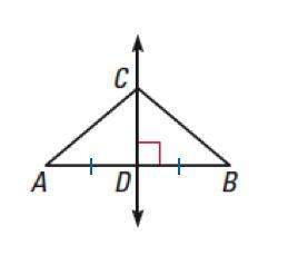 In the diagram below, cd is the perpendicular bisector of ab. if the length of ac is 13, what is the