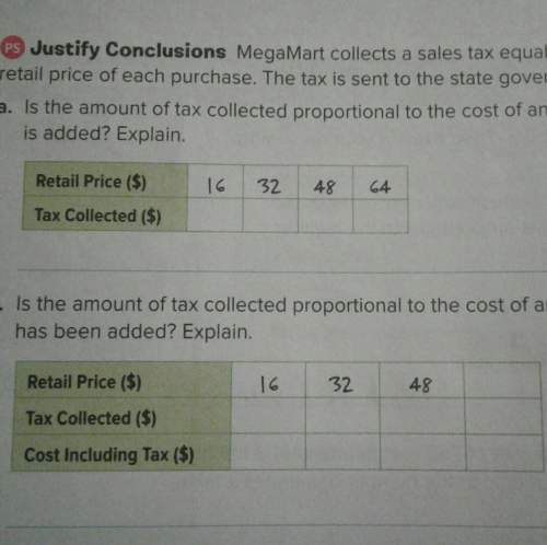 Megamart collects a sales tax equal to 1/16 of theretail price of each purchase. the taxis sen
