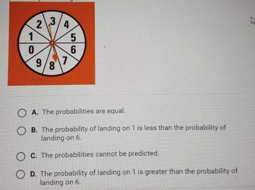 In the spinner below, what is true about the probability of landing on 1 and the probability of land