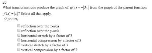 What transformations produce the graph of g(x)=- | 3x | from the graph of the parent function f(x)=|