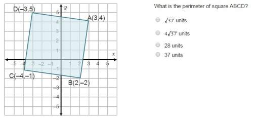 What is the perimeter of square abcd?  √37units 4√37 units 28 units 37