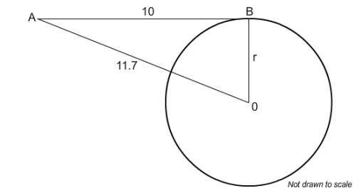 Repost of geometry question  ab is tangent to circle o at b. what is the length of the r