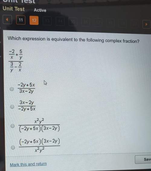 Which expression is equivalent to the following complex fraction? (-2/x)+(5/y)/(3//x)