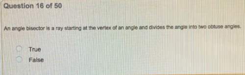 An angle bisector is a ray starting at the vertex of an angle and divides the angle into two obtuse