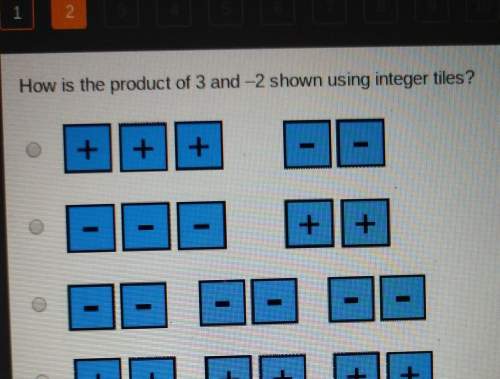 How is the product of 3 and -2 shown using integer tiles?
