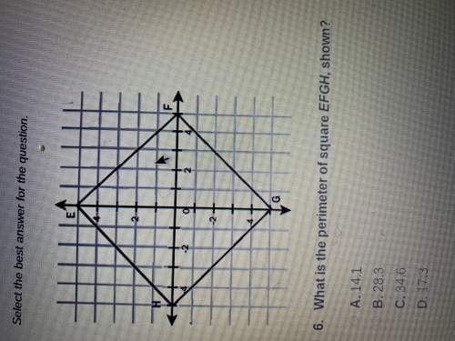 What is the perimeter of square efgh, shown?  a. 14.1 b. 28.3 c. 34.5