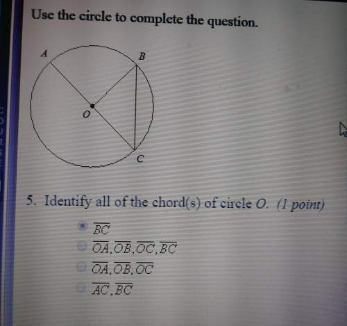 Check my identify all of the chord(s) of circle o.a: bc [my answer]b: oa, ob, oc, bc&lt;