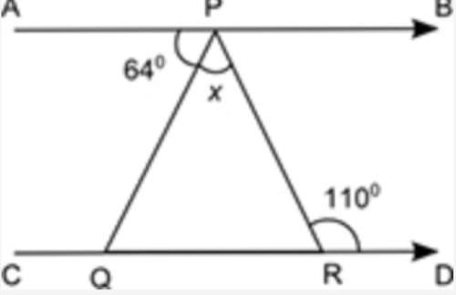 In the figure shown above, line ab is parallel to line cd. part a: what is the measure of angle x?