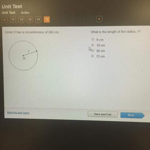 Circle o has a circumference of 361 cm what is the length of the radius, r?  6 cm