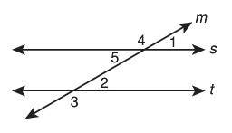 Find the measure of each angle below if angle 1 = 38* and s || t. angle 2= a