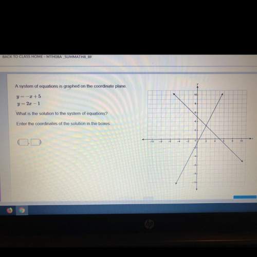 Asystem of equations is graphed on the coordinate plane. y = -2 +5 y=23 -1 what is