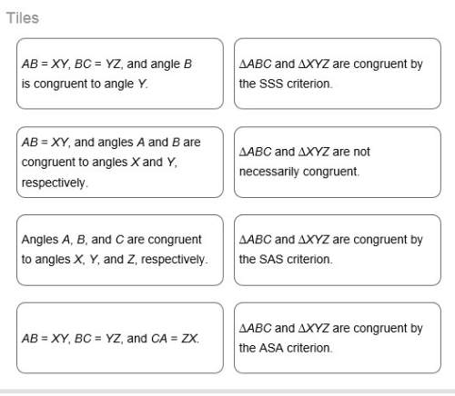 Plato-match each set of conditions with the corresponding relationship between ∆abc and ∆xyz and the