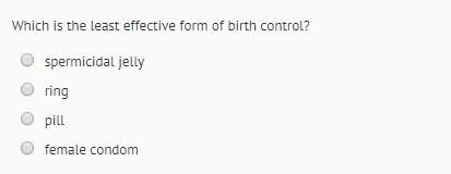 Which is the least effective form of birth control