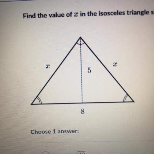 Find the value of x shown in the isosceles triangle shown below  40
