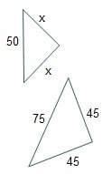 What value of x will make the triangles similar by the sss similarity theorem?  1.5