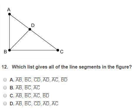 Which list gives all of the line segments in the figure