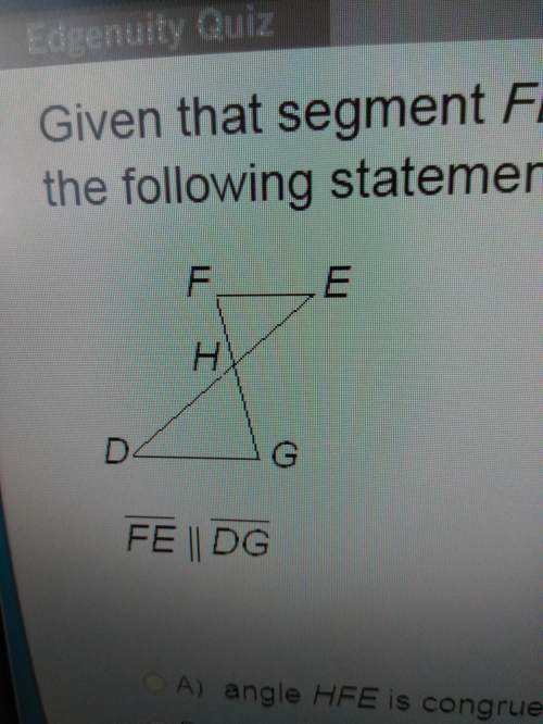 Given that segment fe is parallel to segment dg, which of the following statements is not true