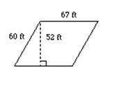 1. find the area of the parallelogram.a.) 3,302 ft2b.) 3,484 ft2
