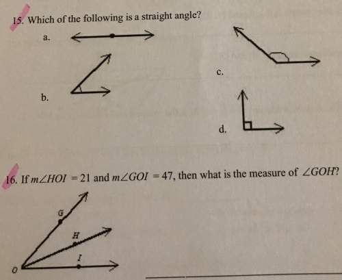 Need on !  15. which of the following is a straight angle ?  a) b) c)