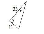 What is the value of x in the figure below to the nearest degree?  a) 18 b) 19