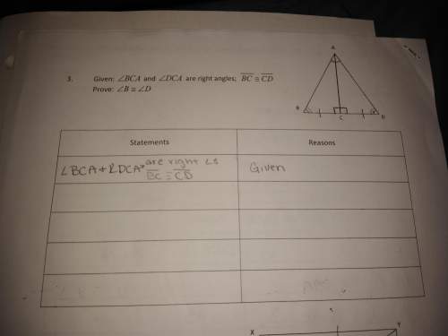 Given: angle bca and angle dca are right angles; segment bc and segment cd are congruent pro