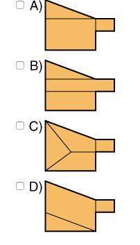 100  which shapes are decomposed correctly so that it could be used to to find its area? assu