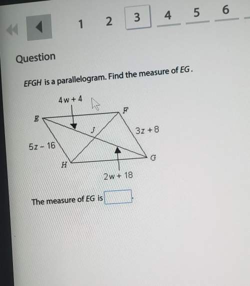 Questionefgh is a parallelogram. find the measure of eg.the measure of eg is