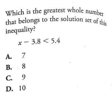 Which is the greatest whole number that belongs to the solution set of this inequality?