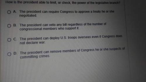How is the president able to limit or check the power of the legislative branch