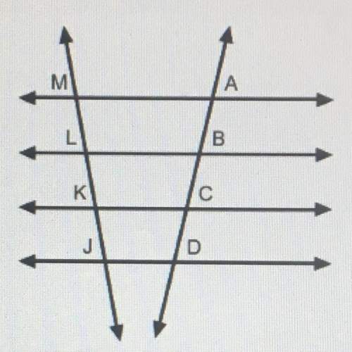 In the figure, the horizontal lines are parallel and ab=bc=cd. if lm = 8, find jm.