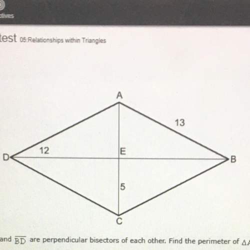 Ac and bd are perpendicular bisectors of each other. find the perimeter of aadb. 50 52