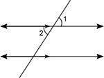 The figure below shows parallel lines cut by a transversal:  which statement is true abo