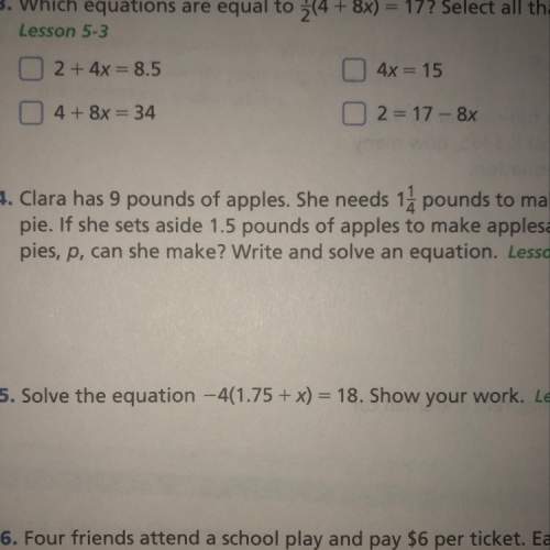Which equations are equal to 1/2(4+8x) = 17? select all that apply.