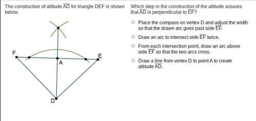 The construction of altitude ad for triangle def is shown below. which step in the