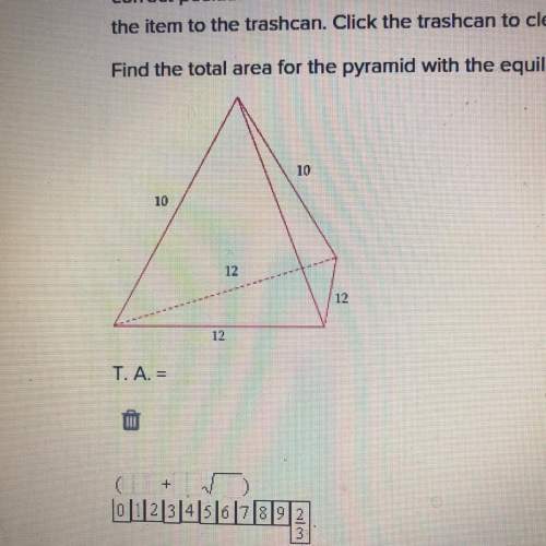 Find the total area for the pyramid with the equilateral base. what is the equation to find th
