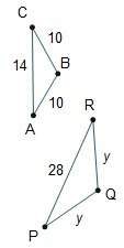 For the triangles to be similar by the sss similarity theorem, what must be the value of y?