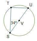 Line segment su is a diameter of circle v.  what is the measure of arc st?