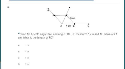 line ad bisects angle bac and angle fde. de measures 5 cm and ae measures 4 cm. what is