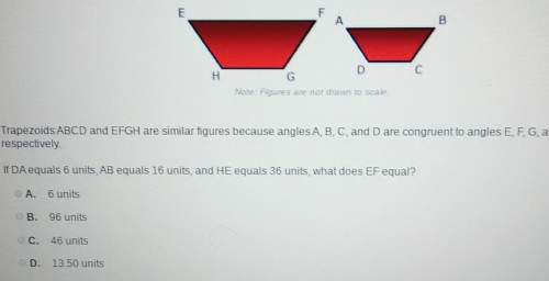 If da equals 6 units, ab equals 16 units, and he equals 36 units, what does ef equal?