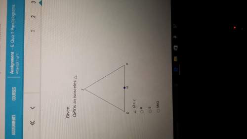 Given:  qrs is an isosceles triangle &lt; q = &lt; ?