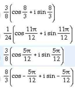 Find the quotient of the complex numbers. leave answer in polar form.  z1=1/8(cos2pi/3 + i sin