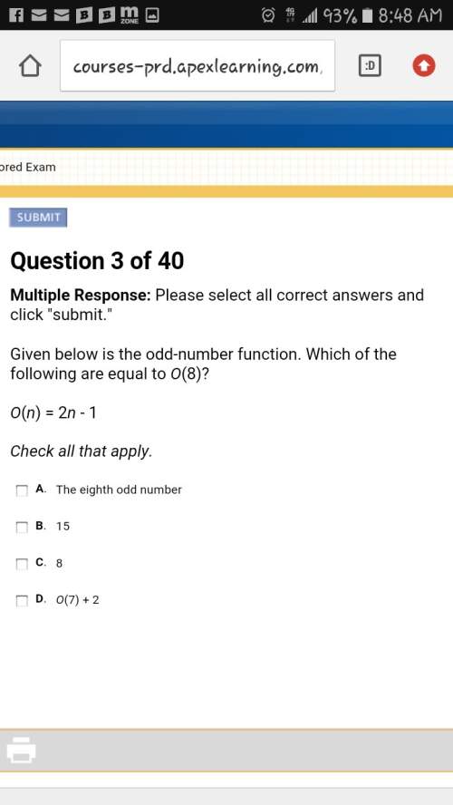 Given below is the odd-number function. which of the following are equal to o(8)? o(n)