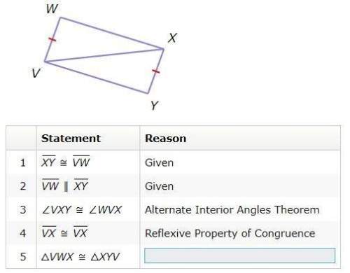 Complete the proof. prove: △vwx ≅ △xyv a) aas  b) asa  c) hl  d