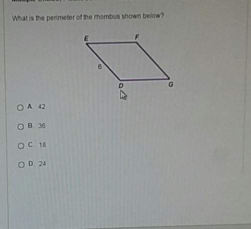 What is the perimeter of the rhombus shown below a. 42 b.36c.18d.24
